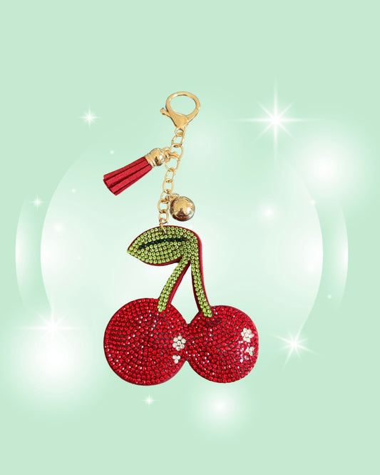 CHERRY RHINESTONE KEYCHAIN