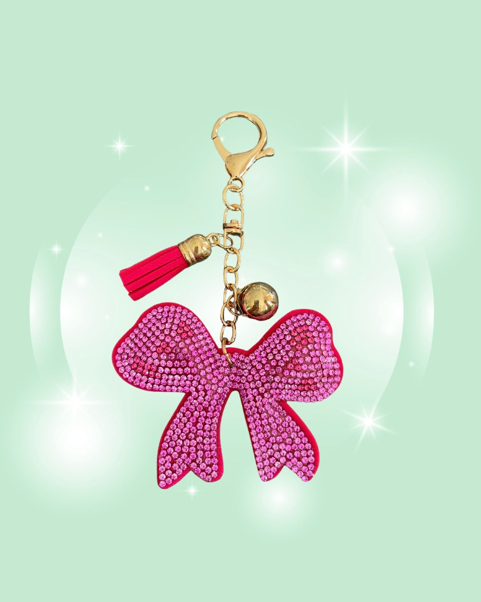 PINK BOW RHINESTONE KEYCHAIN