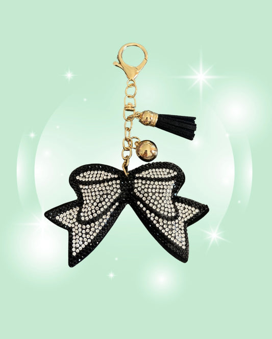 BLACK BOW RHINESTONE KEYCHAIN