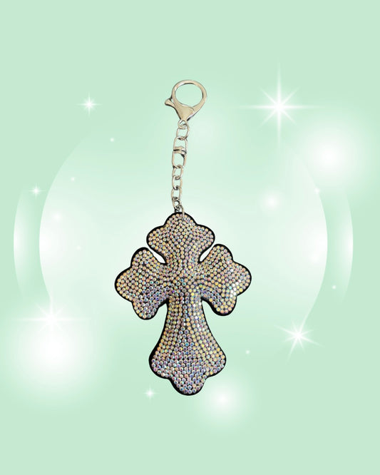 AURA CROSS RHINESTONE KEYCHAIN