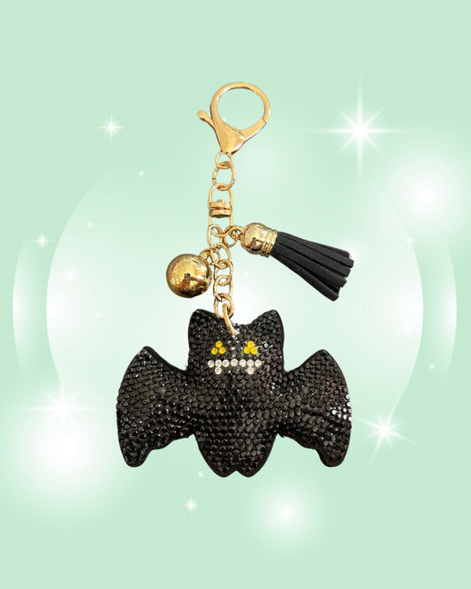 BLACK BAT RHINESTONE KEYCHAIN