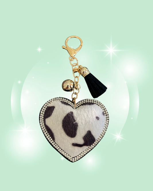 COW HEART RHINESTONE KEYCHAIN