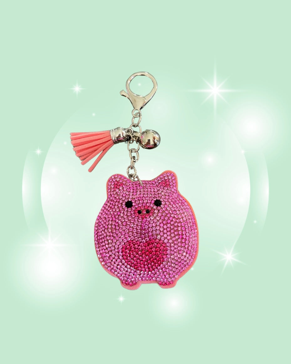 PIGGY LOVE RHINESTONE KEYCHAIN