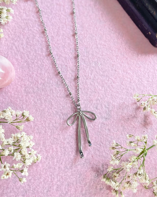 SILVER BOW NECKLACE