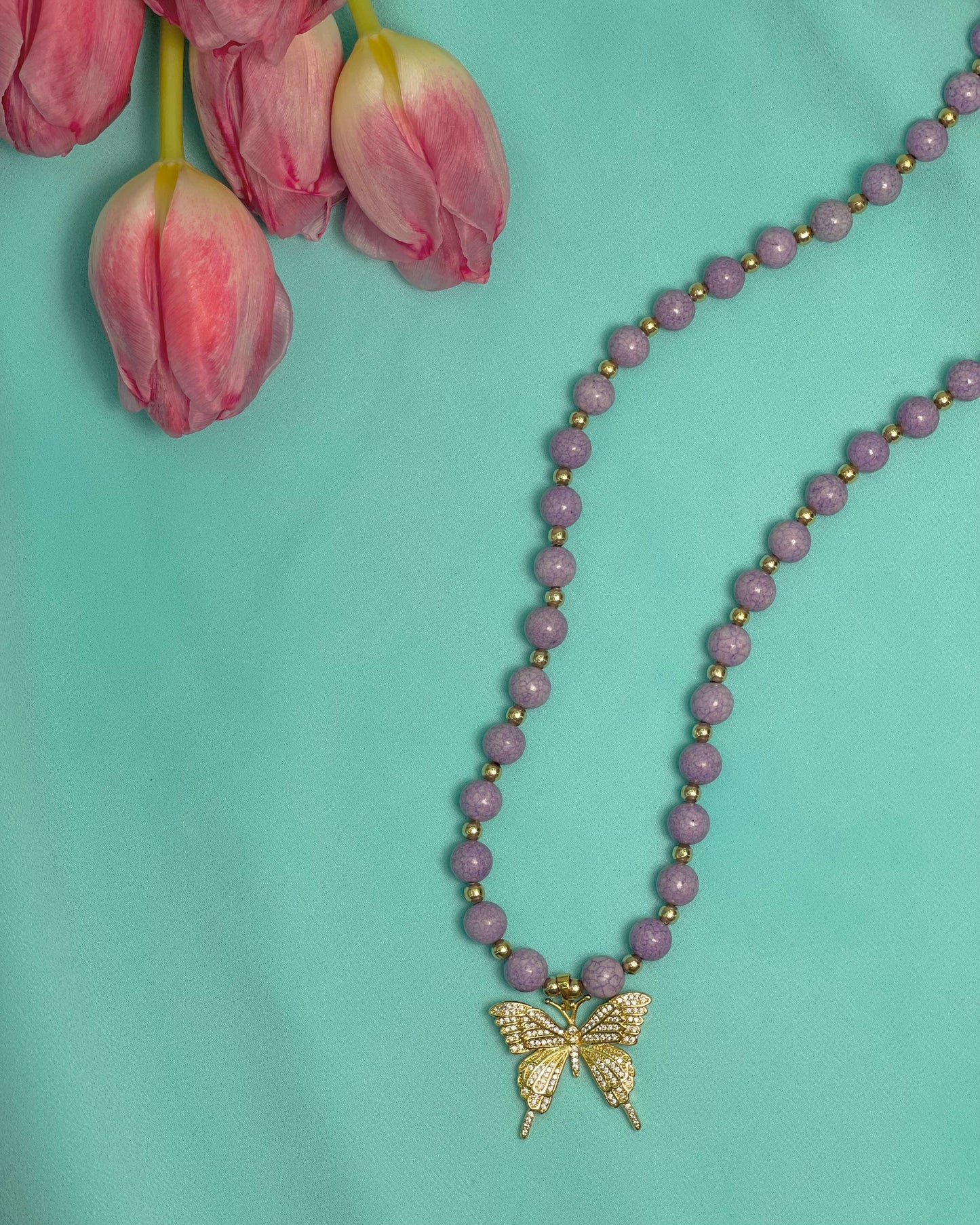 LILAC BUTTERFLY NECKLACE