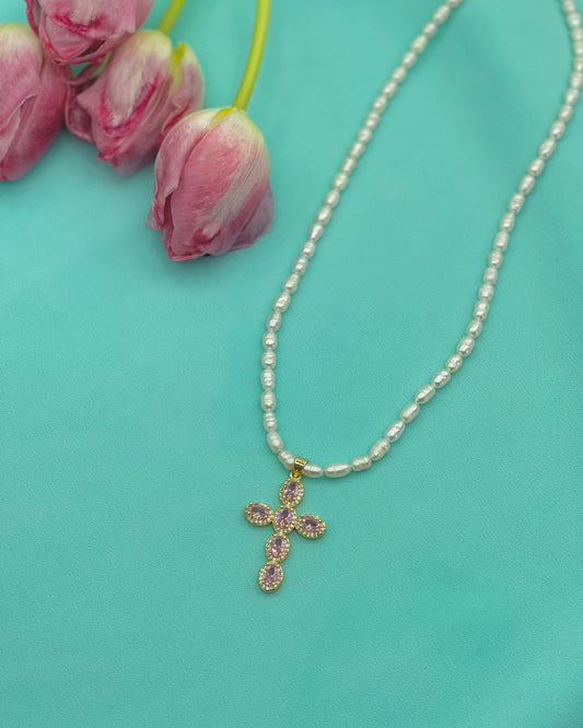 CARNATION CROSS NECKLACE