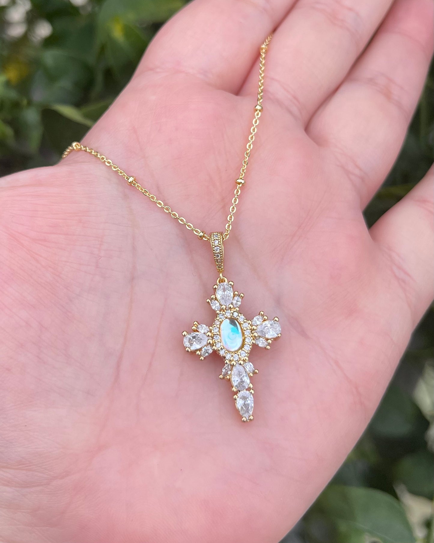 OPAL CROSS NECKLACE